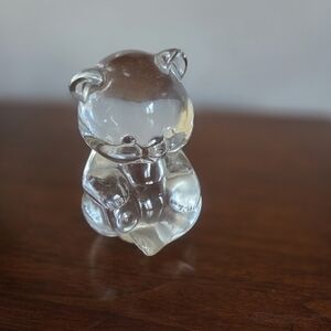 Vintage Fenton Clear Glass Bear Cub - 1980s Glass Art